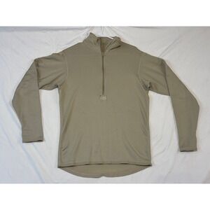 Military Waffle Grid Fleece Quarter Zip Pullover Tan Coyote Brown Base Layer